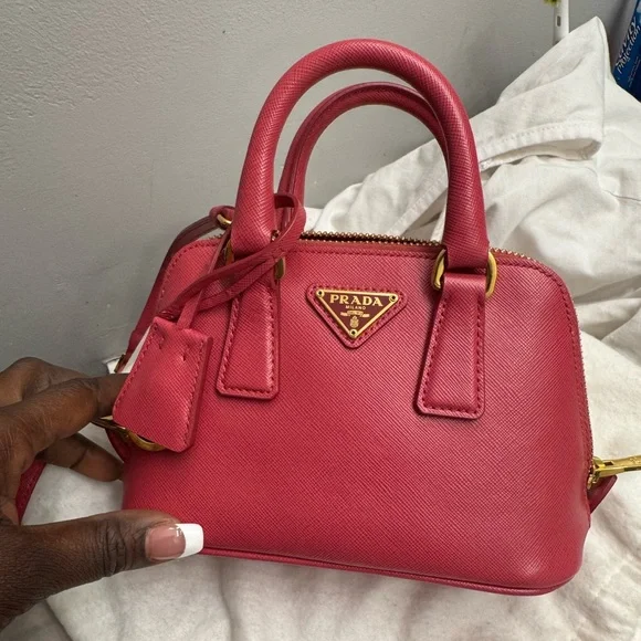 Prada Pink Saffiano Mini Bag with Gold Hardware - Picture 1 of 7